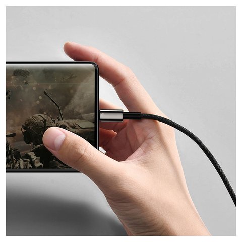 Cable USB Baseus Tungsten Gold, USB tipo-A, USB tipo C, 100 cm, 100 W, negro, con revestimiento de nylon, #CAWJ000001 Vista previa  1