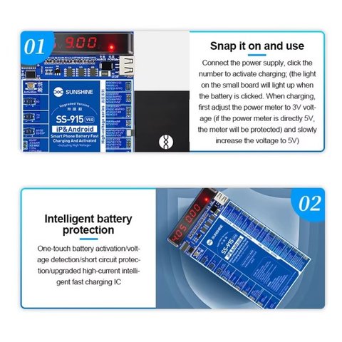 Battery Activation Cable Sunshine SS-915 V9.0, (battery activation board, iphone 6 - 15 pro max / samsung / huawei / xiaomi) Preview 4