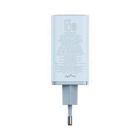 Сетевое зарядное устройство Baseus GaN6 Pro, 65 Вт, Power Delivery (PD), Fast Charge, голубой, 4 порта, #P10162701313-00 Превью 2