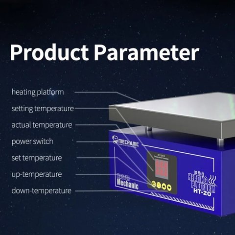 Plataforma de precalentamiento Mechanic HT-20, para reparar placas base, 20*20cm / 20-300°С Vista previa  3