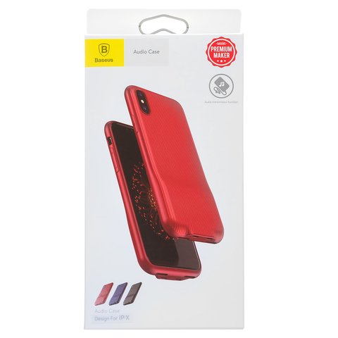 Чохол Baseus для iPhone X, червоний, з адаптером Lightning to Dual Lightning 2 в1, #WIAPIPHX-VI09 Прев'ю 1